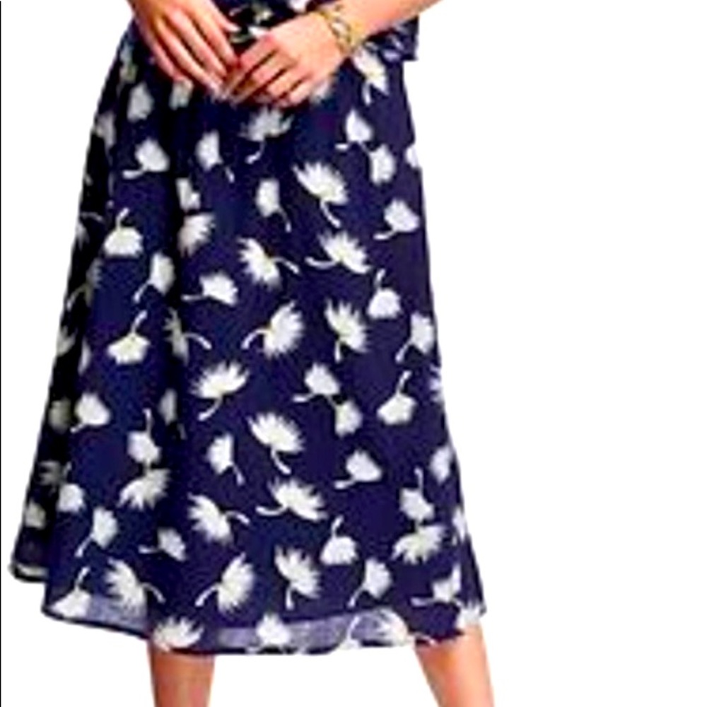 Navy blue floral A line skirt